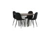 Imagine Masa rotunda de dining Stone - Negru / Furnir Mocca + Scaun de dining Polar - Picioare negre / Catifea neagra _4