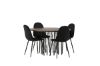 Imagine Masa rotunda de dining Stone - Negru / Furnir Mocca + Scaun de dining Polar - Picioare negre / Catifea neagra _4