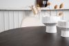 Imagine Masa de dining rotunda Stone - Negru / Furnir de Mocca + Scaun de dining Polar - Picioare Negre / Catifea Bej _4