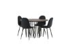 Imagine Masa de dining rotunda - Negru / Furnir de Moca + Scaun de dining Polar - Picioare negre - Material negru_4