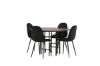 Imagine Masa de dining Copenhaga - Negru / Furnir de Mocca + Scaun de dining Polar - Picioare Negre / Catifea Neagra _4