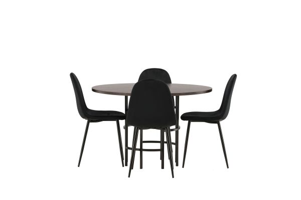 Imagine Masa de dining Copenhaga - Negru / Furnir de Mocca + Scaun de dining Polar - Picioare Negre / Catifea Neagra _4