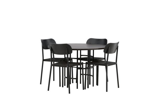 Imagine Masa de Dining Copenhagen - Negru / Furnir Mocca + Scaun de Dining Polly - Negru / Negru _4