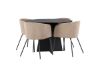 Imagine Masa rotunda pentru dining Bootcut - Negru / Faner negru + Scaun Berit - Negru / Stofa bej (poliester in) _4