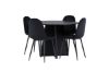 Imagine Masa de Dining Bootcut rotunda - Negru / Faner negru + Scaun de Dining Polar - Picioare negre / Catifea neagră _4