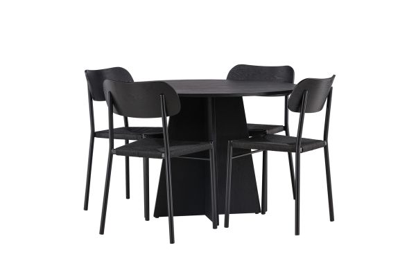 Imagine Traduceți complet Tabel de dining rotund Bootcut - Negru / Faner neagră + Scaun de dining Polly - Negru / Negru _4