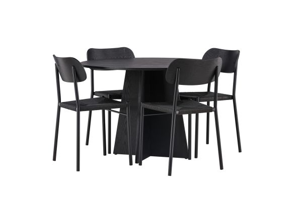 Imagine Traduceți complet Tabel de dining rotund Bootcut - Negru / Faner neagră + Scaun de dining Polly - Negru / Negru _4