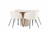 Imagine Masa de dining Olivia-WhiteWashVeneer+ Scaun Berit-Negru/BejVelvet_4