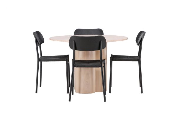 Imagine Masa de dining Olivia - Furnir alb / Scaun de dining Polly - Negru / Negru _4