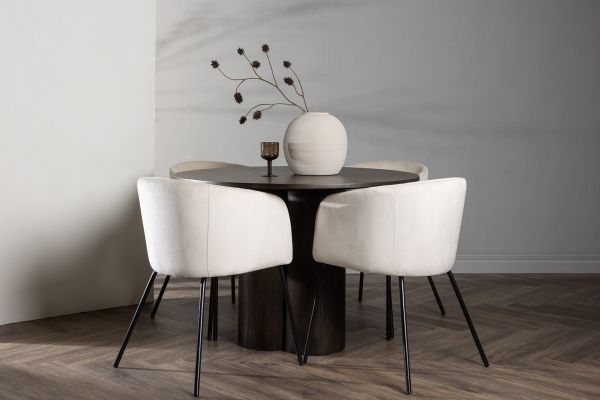 Imagine OliviaDiningTable-Mocca/MoccaVeneer+BeritChair-Black/BeigeVelvet_4