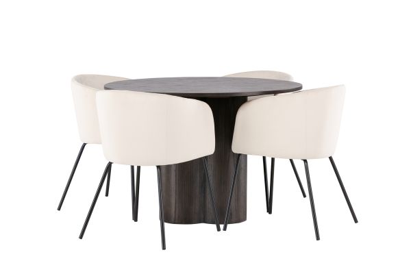 Imagine OliviaDiningTable-Mocca/MoccaVeneer+BeritChair-Black/BeigeVelvet_4