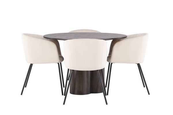 Imagine OliviaDiningTable-Mocca/MoccaVeneer+BeritChair-Black/BeigeVelvet_4