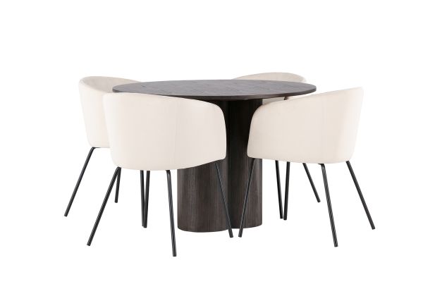 Imagine OliviaDiningTable-Mocca/MoccaVeneer+BeritChair-Black/BeigeVelvet_4