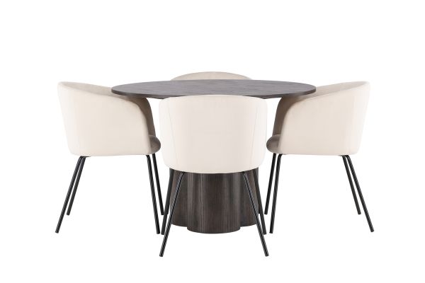 Imagine OliviaDiningTable-Mocca/MoccaVeneer+BeritChair-Black/BeigeVelvet_4