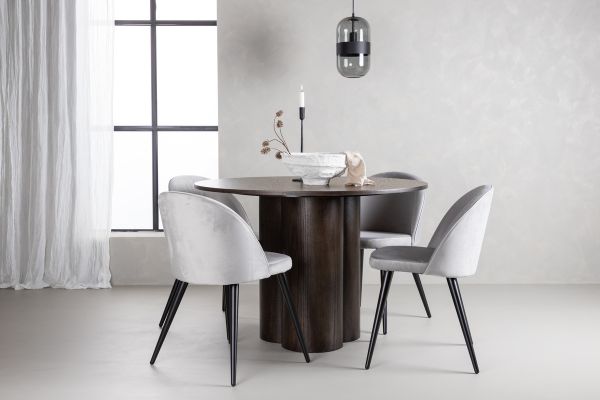 Imagine OliviaDiningTable-Mocca/MoccaVeneer+VelvetDiningChair-LightGrey/Black_4