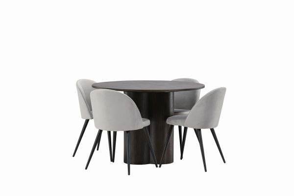 Imagine OliviaDiningTable-Mocca/MoccaVeneer+VelvetDiningChair-LightGrey/Black_4