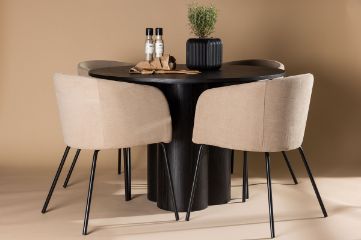 Imagine OliviaDiningTable-Black/BlackVeneer+BeritChair-Black/BeigeFabric(Polyesterlinen)_4