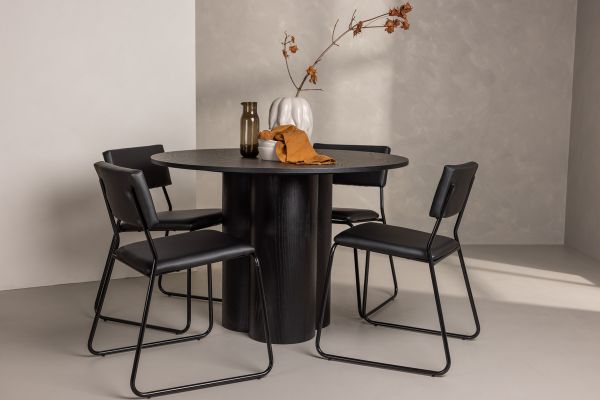 Imagine OliviaDiningTable-Black/BlackVeneer+KenthChair-Black/BlackPU_4