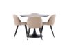 Imagine Masa de dining Glade - Negru / MDF Negru + Scaun cu cusături din catifea - Negru / Material din stofă Bej (Poliester bumbac ) \ 4