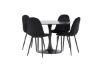 Imagine Masa de dining Glade - Negru / MDF negru + Scaun de dining Polar - Picioare negre / Catifea neagră _4