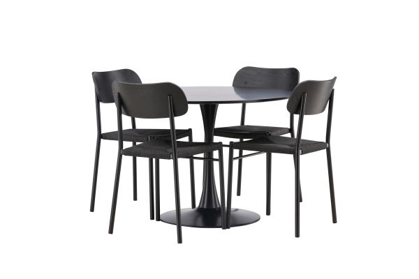 Imagine Masa de dining Glade - Negru / Blat MDF Negru + Scaun de dining Polly - Negru / Negru _4