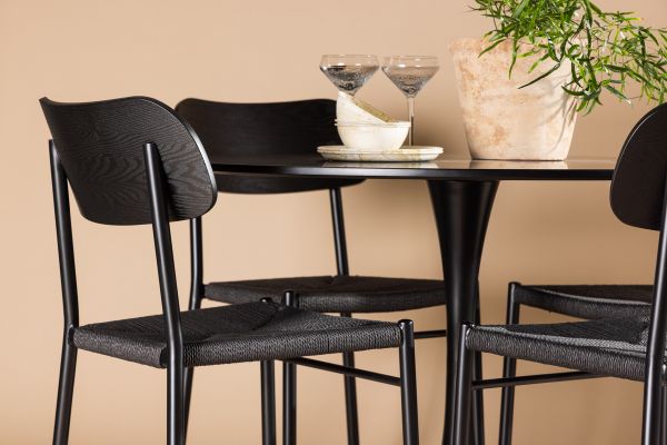 Imagine Masa de dining Glade - Negru / Blat MDF Negru + Scaun de dining Polly - Negru / Negru _4