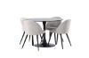 Imagine Masa de dining Glade - Negru / MDF negru + scaun de dining din catifea - Gri deschis / Negru _4