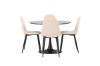 Imagine Masa de dining Glade - MDF negru / Negru + Scaun de dining Polar - picioare negre / Catifea bej _4