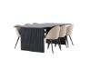 Imagine The Vail Dining Table - Black / Smoked Black MDF + Velvet Stitches Chair - Black / Beige Fabric (Polyester linen) _6