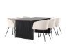 Imagine Masa de dining Vail - Negru / Negru- Fumuriu MDF + Scaun Berit - Negru / Bej Catifea _6