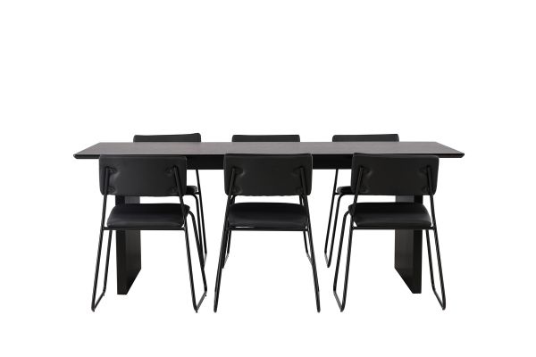 Imagine Masa de dining Vail - Negru / MDF negru afumat + Scaun Kenth - Negru / PU negru _6