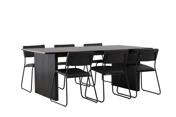 Imagine Masa de dining Vail - Negru / MDF negru afumat + Scaun Kenth - Negru / PU negru _6