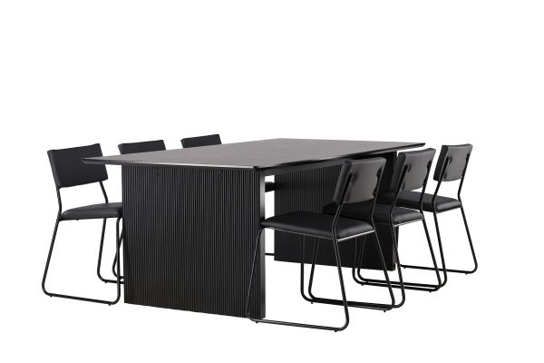 Imagine Masa de dining Vail - Negru / MDF negru afumat + Scaun Kenth - Negru / PU negru _6