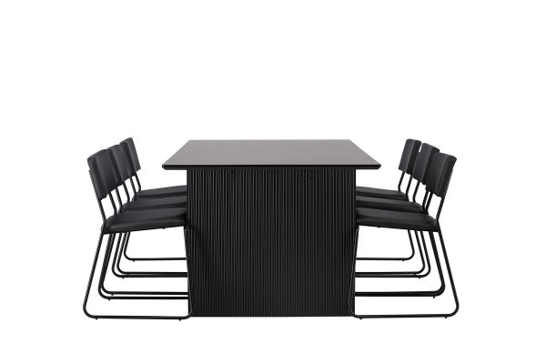 Imagine Masa de dining Vail - Negru / MDF negru afumat + Scaun Kenth - Negru / PU negru _6