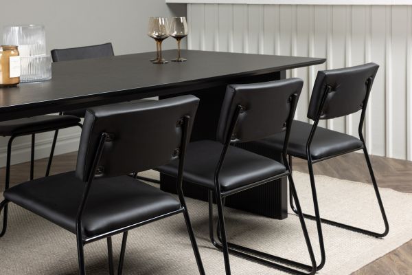 Imagine Masa de dining Vail - Negru / MDF negru afumat + Scaun Kenth - Negru / PU negru _6