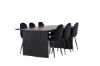 Imagine Masa de dining Vail - Negru / MDF negru fumuriu + Scaun de dining Polar - Picioare negre / Catifea neagră _6