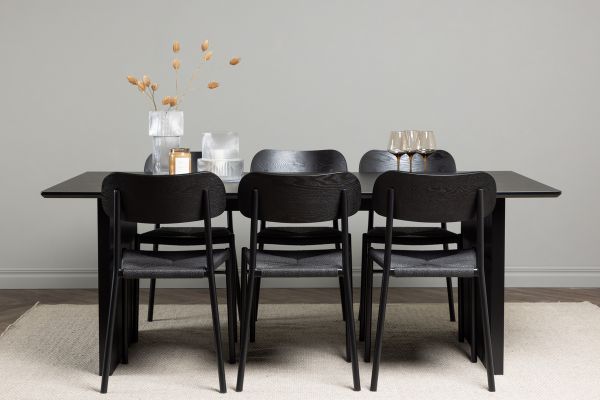 Imagine Masa de dining Vail - Negru / Negru Fumuriu MDF + Scaun de dining Polly - Negru / Negru _6