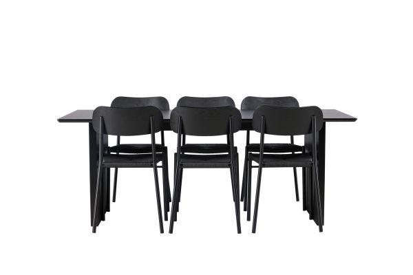 Imagine Masa de dining Vail - Negru / Negru Fumuriu MDF + Scaun de dining Polly - Negru / Negru _6