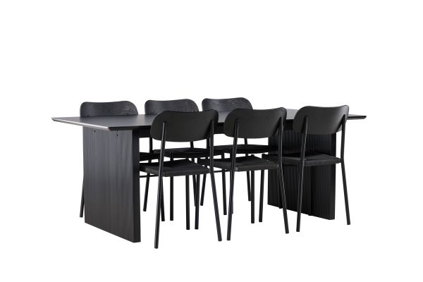 Imagine Masa de dining Vail - Negru / Negru Fumuriu MDF + Scaun de dining Polly - Negru / Negru _6