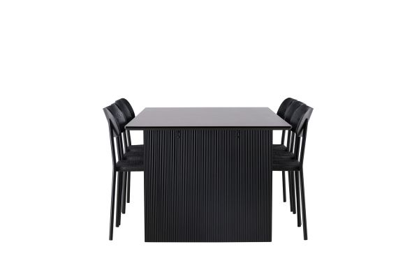 Imagine Masa de dining Vail - Negru / Negru Fumuriu MDF + Scaun de dining Polly - Negru / Negru _6