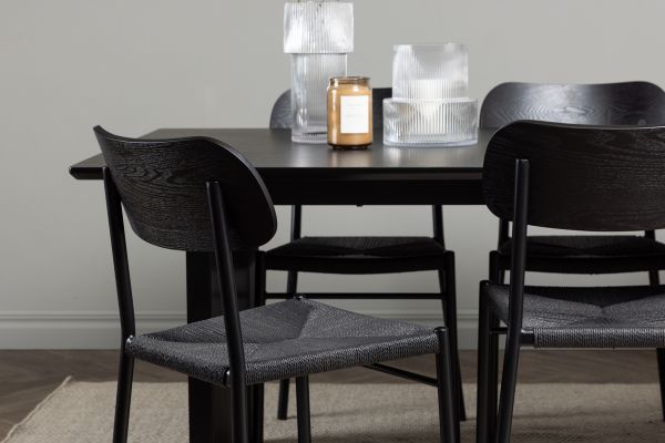 Imagine Masa de dining Vail - Negru / Negru Fumuriu MDF + Scaun de dining Polly - Negru / Negru _6