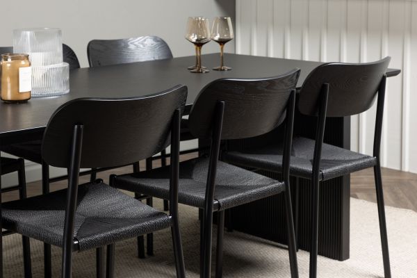 Imagine Masa de dining Vail - Negru / Negru Fumuriu MDF + Scaun de dining Polly - Negru / Negru _6