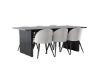 Imagine Masă de dining Vail - Negru / MDF fumuriu + Scaun de dining Velvet - Gri deschis / Negru _6