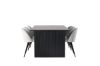 Imagine Masă de dining Vail - Negru / MDF fumuriu + Scaun de dining Velvet - Gri deschis / Negru _6