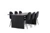 Imagine Masa de dining Vail - Negru / MDF negru afumat + Scaun de dining Polar - Picioare negre - Material negru _6