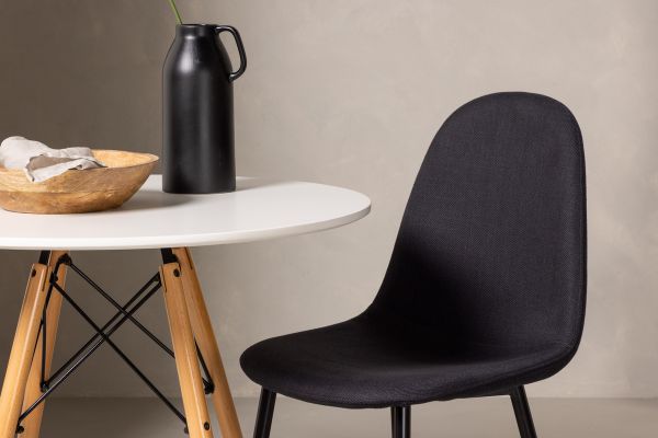 Imagine Masa de dining Danburi - Aspect lemn / Lemn MDF + Scaun de dining Polar - Picioare negre - Material textil negru _2