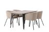 Imagine Masa de dining Tempe - Negru / MDF nuc + Scaun Berit - Negru / Stofa Bej (Linen poliester)_4