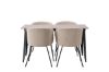 Imagine Masa de dining Tempe - Negru / MDF nuc + Scaun Berit - Negru / Stofa Bej (Linen poliester)_4