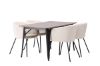 Imagine Masa de dining Tempe - Negru / MDF nuc + Scaun Berit - Negru / Catifea Bej _4