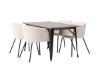 Imagine Masa de dining Tempe - Negru / MDF nuc + Scaun Berit - Negru / Catifea Bej _4